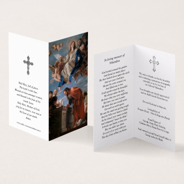 Katolska Prayer-kort | Assumpti Kort (In- och utsida)