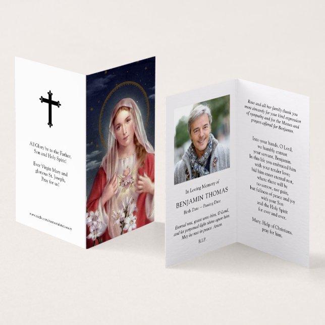 Katolska Prayer-kort | Heart Mary Kort (In- och utsida)