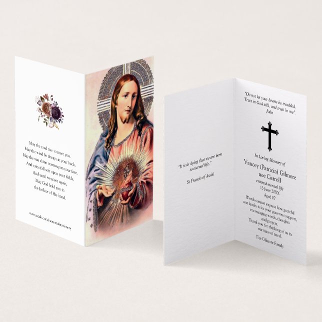 Katolska Prayer-kort | Helig Heart Jesus 2 Kort (In- och utsida)