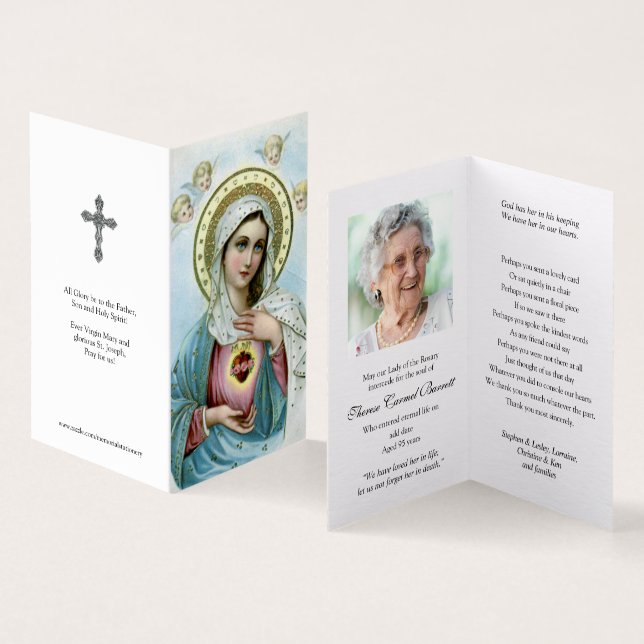 Katolska Prayer-kort | Helig Heart Mary 3 Kort (In- och utsida)