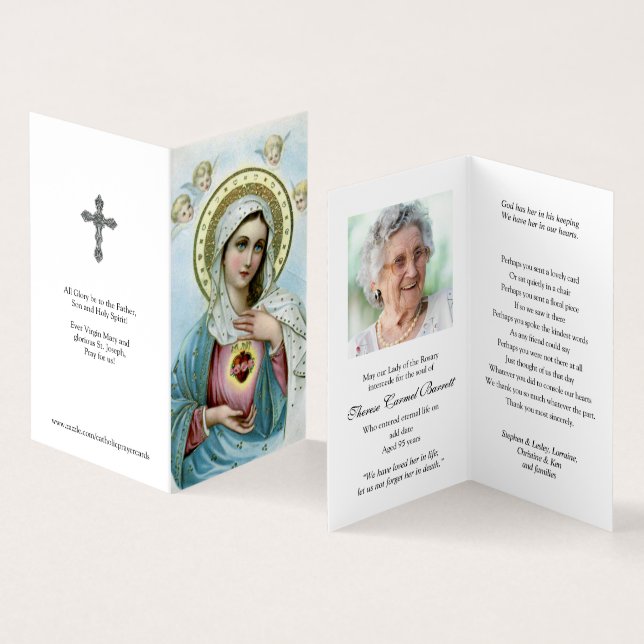 Katolska Prayer-kort | Helig Heart Mary 3 Visitkort (In- och utsida)