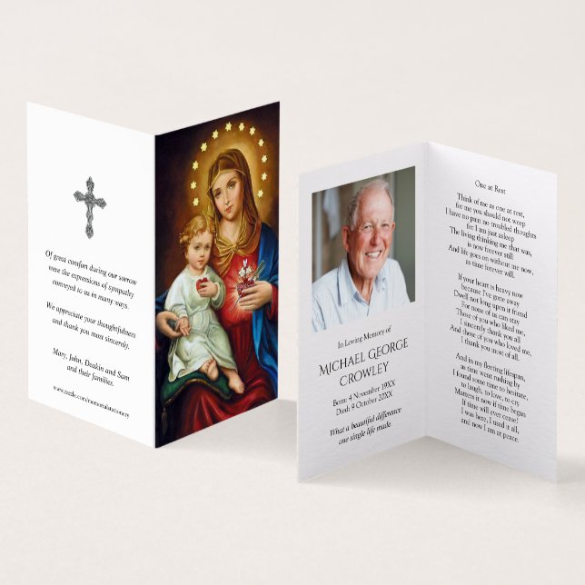 Katolska Prayer-kort | Immaculate Heart Mary Kort (In- och utsida)