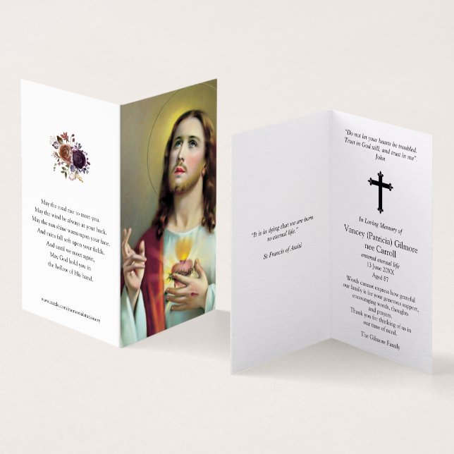 Katolska Prayer-kort | Jesus Helig Heart Kort (In- och utsida)