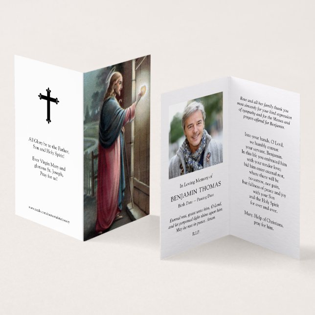 Katolska Prayer-kort | Jesus knackar Kort (In- och utsida)