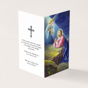 Katolska Prayer-kort   Jesus Kristus Praying 1 Visitkort