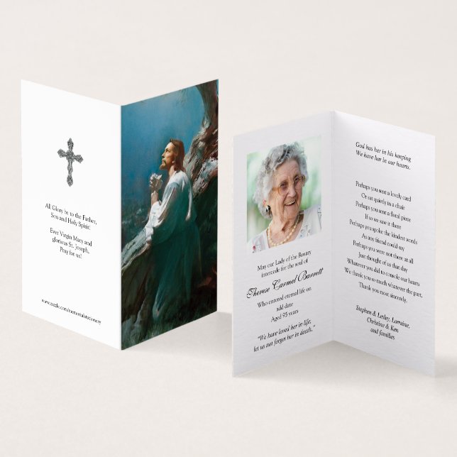 Katolska Prayer-kort | Jesus Kristus Praying 2 Kort (In- och utsida)