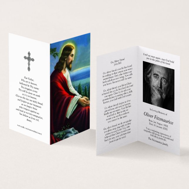 Katolska Prayer-kort | Jesus Kristus Praying Kort (In- och utsida)