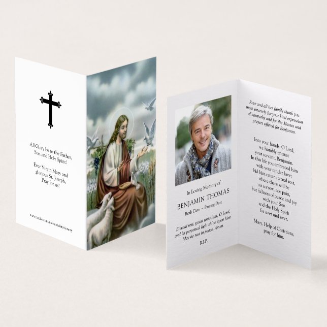 Katolska Prayer-kort | Jesus med Doves Kort (In- och utsida)