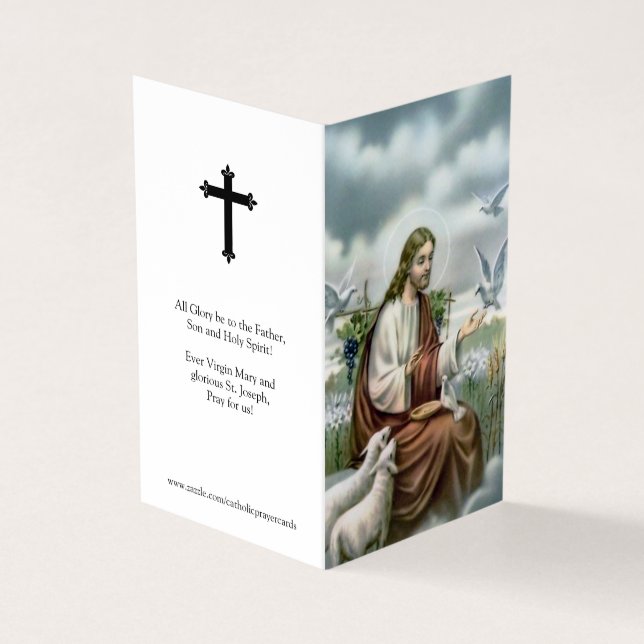 Katolska Prayer-kort | Jesus med duvor Visitkort (Utsida)