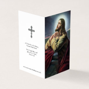 Katolska Prayer-kort Jesus Praying 1 Visitkort