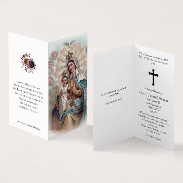 Katolska Prayer-kort | Mary Weep Kort (In- och utsida)