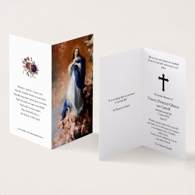 Katolska Prayer-kort | Omakulat Conception Kort (In- och utsida)