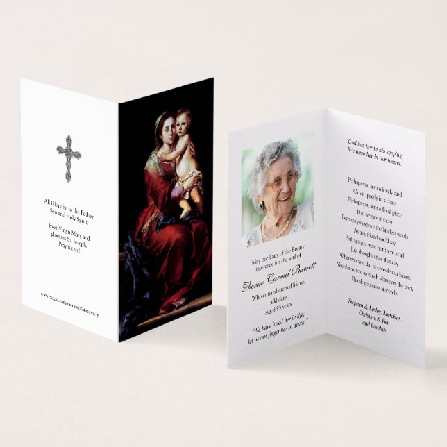 Katolska Prayer-kort | Rosaris Madonna Kort (In- och utsida)