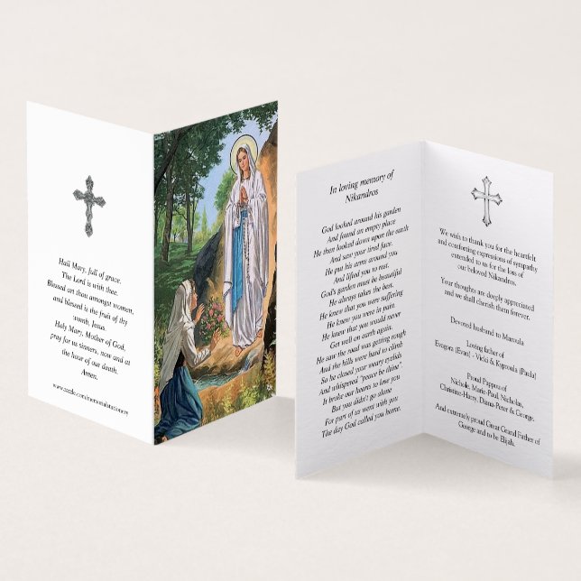 Katolska Prayer-kort | Våra Dam Lourdes 2 Kort (In- och utsida)