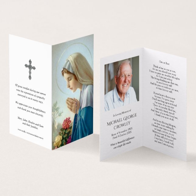 Katolska Prayer-kort | Vierge au Chapelet Kort (In- och utsida)