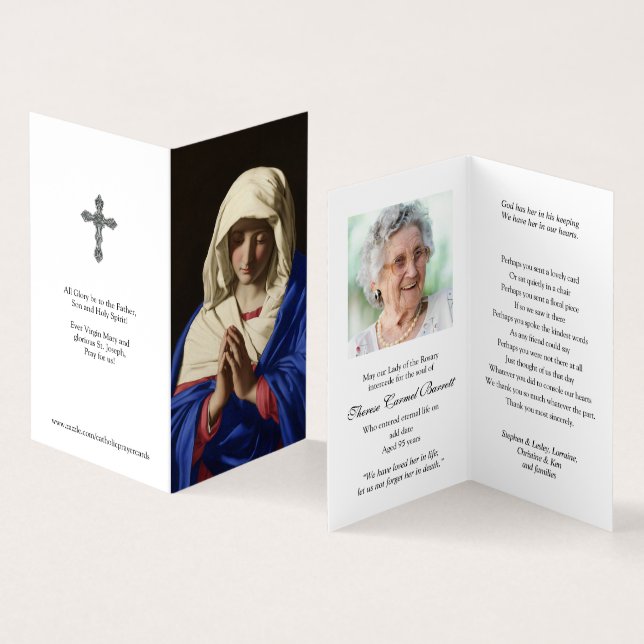 Katolska Prayer-kort | Virgin i Prayer Visitkort (In- och utsida)