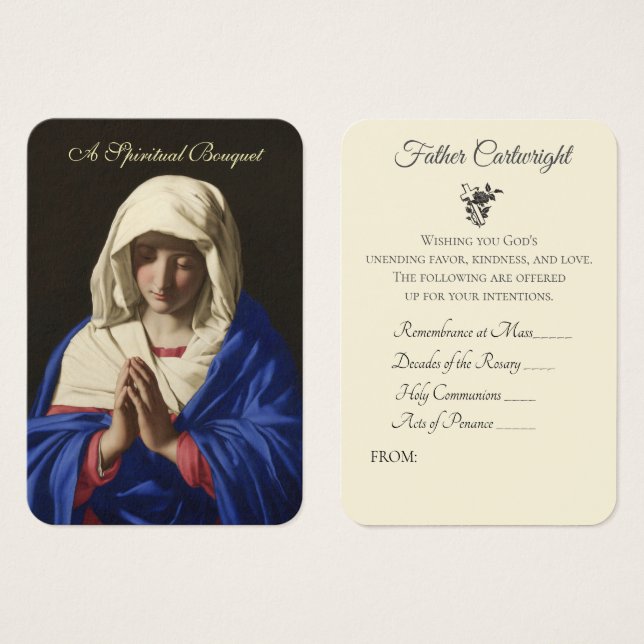 Katolska Priest Andlig Bouquet-Heligor Visitkort (Framsida & baksida)