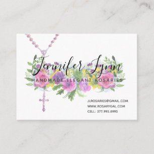 Katolska Rosary Rosa ros Religiösa Blommigt Visitkort