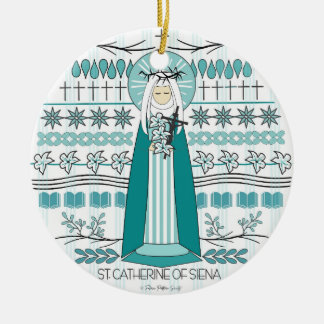 Katolska Saint Ornament: St Catherine of Siena Julgransprydnad Keramik