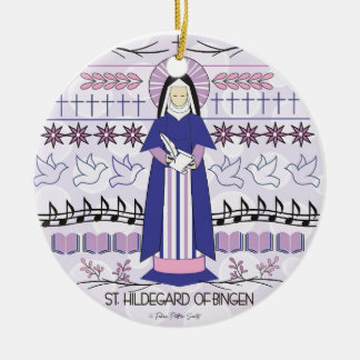 Katolska Saint Ornament: St Hildegard i Bingen Julgransprydnad Keramik