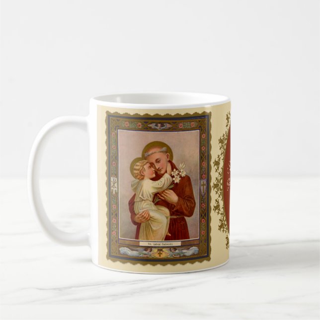 Katolska St Anthony av den Padua babyen Jesus Kaffemugg (Vänster)