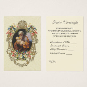 Katolska St. Joseph Andlig Bouquet-Heligor Visitkort