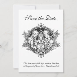 Katolska svarta och vita heliga familjen spara datumet