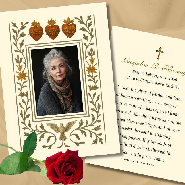 Katolska trehörningar Funeral Memorial Prayer Visitkort (Skapare uppladdad)