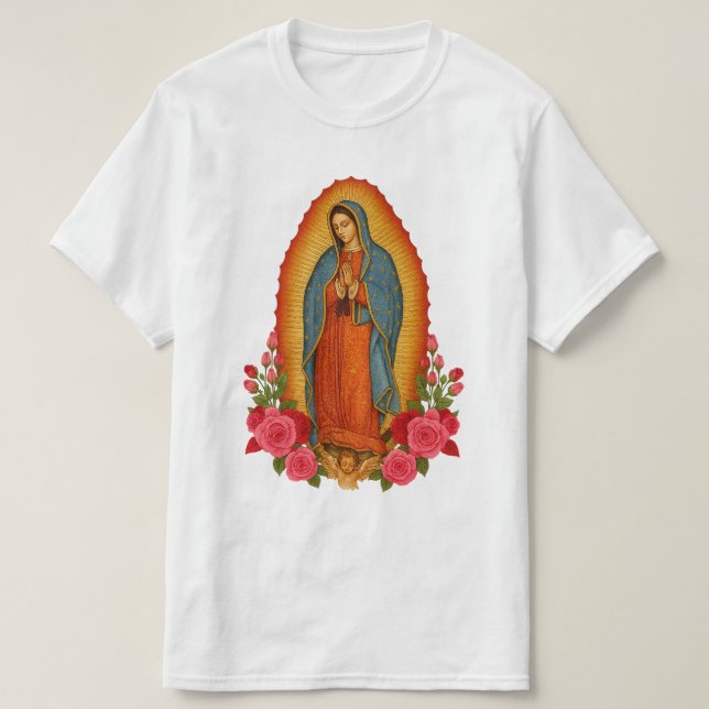 Katolska Vår Fru av Guadalupe Sankt Jungfru Maria T Shirt (Design framsida)