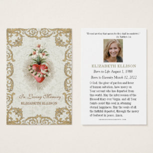 Katolskt begravningskort Mary Funeral Prayer Card Visitkort