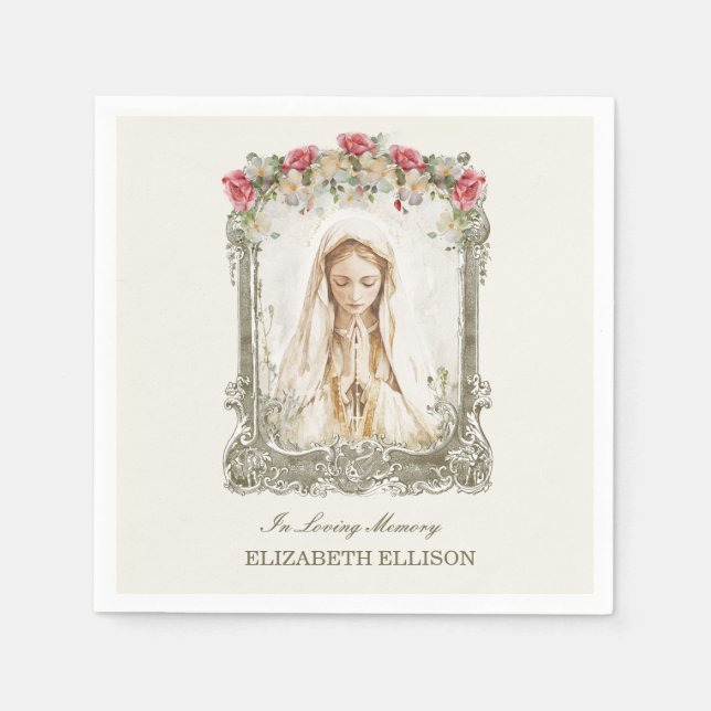 Katolskt begravningskort Mary Prayer Card Pappersservett (Framsidan)