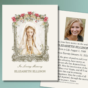 Katolskt begravningskort Mary Prayer Card Visitkort