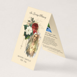 Katolskt begravningskort Mary Prayer Heliga Card Visitkort