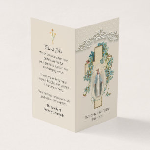 Katolskt begravningskort Mary Prayer Heliga Card Visitkort