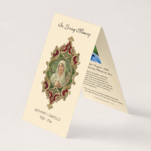 Katolskt begravningskort Mary Prayer Heliga Card Visitkort