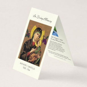 Katolskt begravningskort Mary Prayer Heliga Card Visitkort