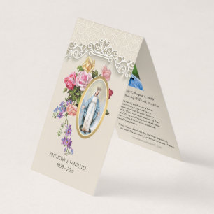 Katolskt begravningskort Mary Prayer Heliga Card Visitkort