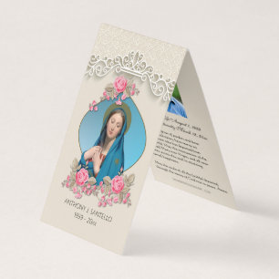 Katolskt begravningskort Mary Prayer Heliga Card Visitkort