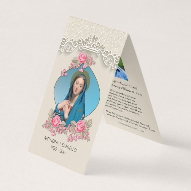 Katolskt begravningskort Mary Prayer Heliga Card Visitkort (Framsida)
