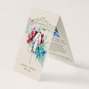 Katolskt begravningskort Mary Prayer Heliga Card Visitkort