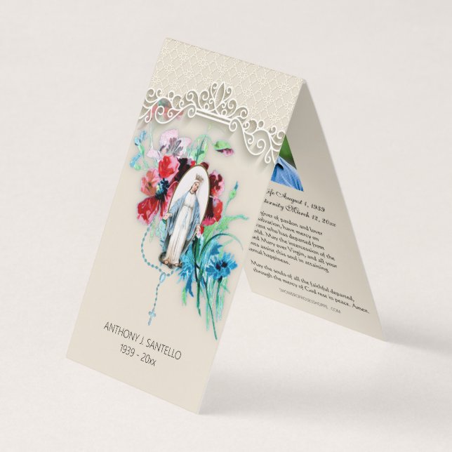 Katolskt begravningskort Mary Prayer Heliga Card Visitkort (Framsida)
