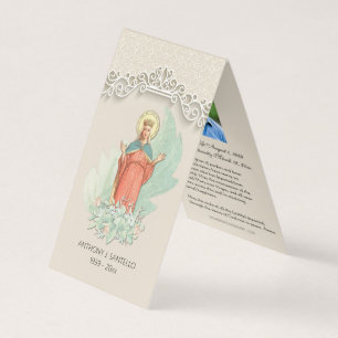 Katolskt begravningskort Mary Prayer Heliga Card Visitkort