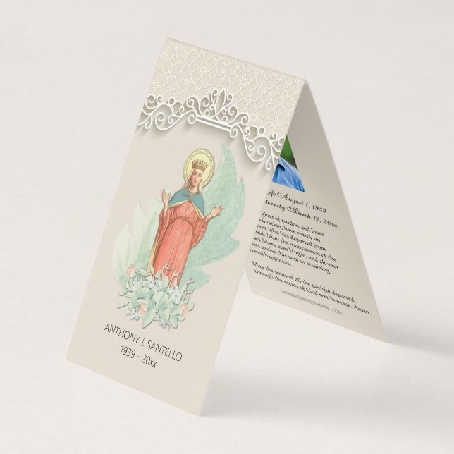 Katolskt begravningskort Mary Prayer Heliga Card Visitkort (Framsida)
