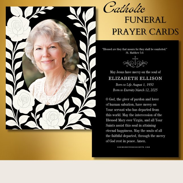 katolskt begravningsminnesmärke | Vit ros Prayer Visitkort (Skapare uppladdad)