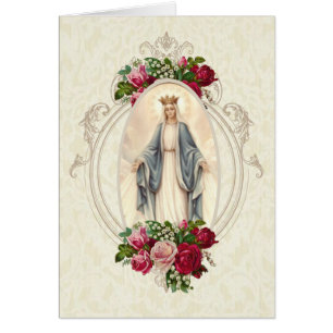 Katolskt blended Virgin Mary Memorare Prayer Hälsningskort