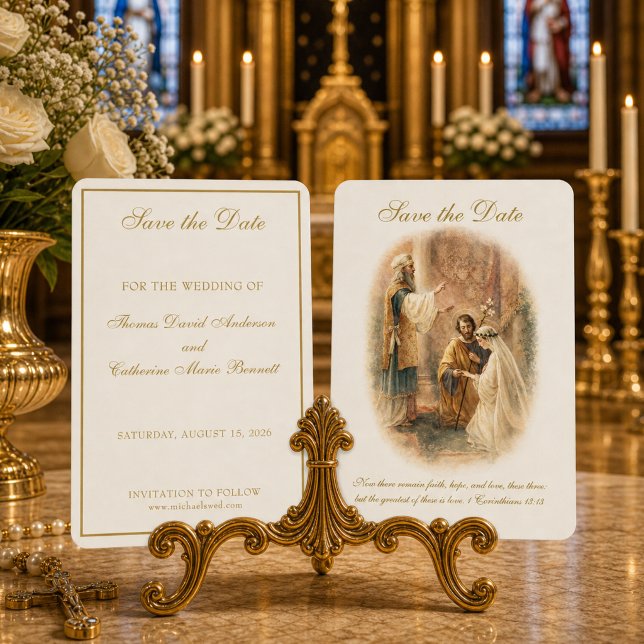 Katolskt bröllop Elegant Spara datumet (Skapare uppladdad)