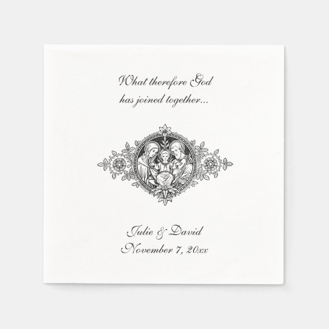 Katolskt bröllop-favoritfamilj för Heliga Black &  Pappersservett (Framsidan)