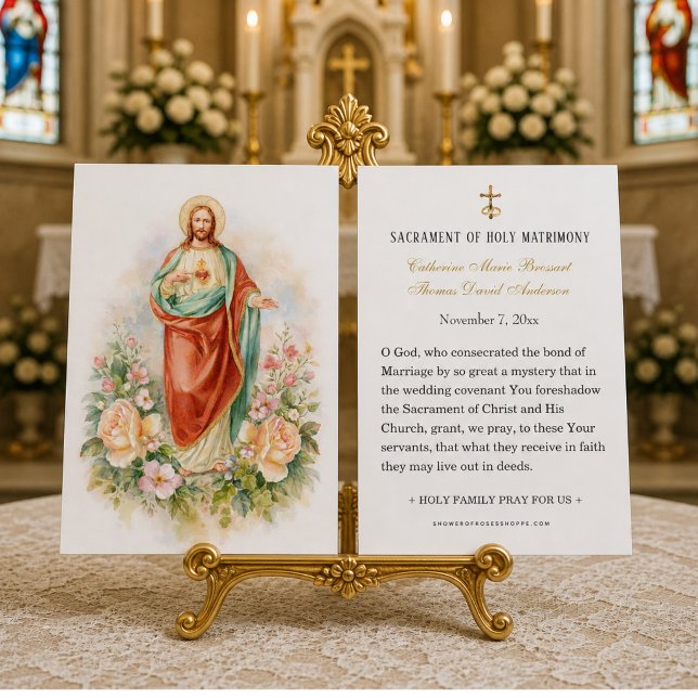 Katolskt bröllop Heliga hjärtans Jesu bön Visitkort (Skapare uppladdad)