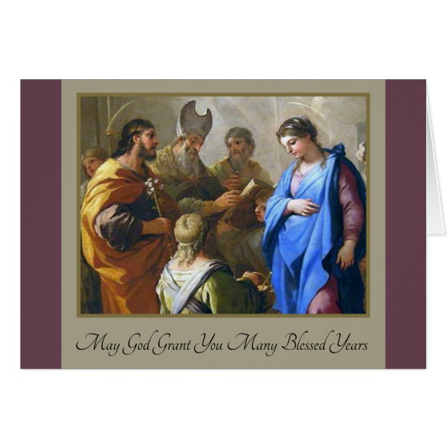 Katolskt bröllopgiftermålkort hälsningskort (Framsidan Horizontal)