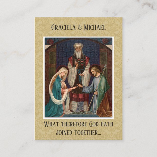 Katolskt bröllopsfavorit Heligt kort Maria Josef (Framsida)